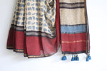ELEPHANT IN BAGRU BASE - Chanderi Saree