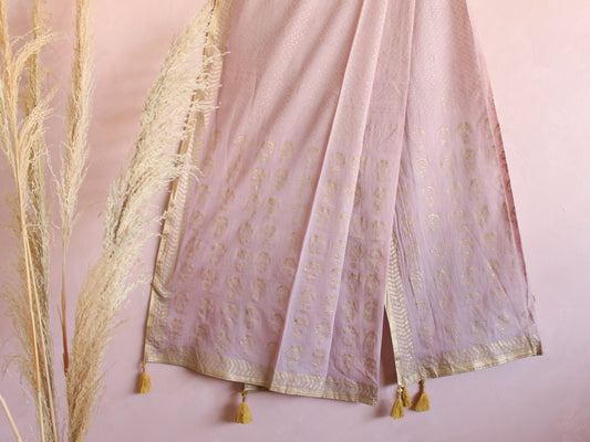 COTTON GOLD FOIL PINK DUPATTA