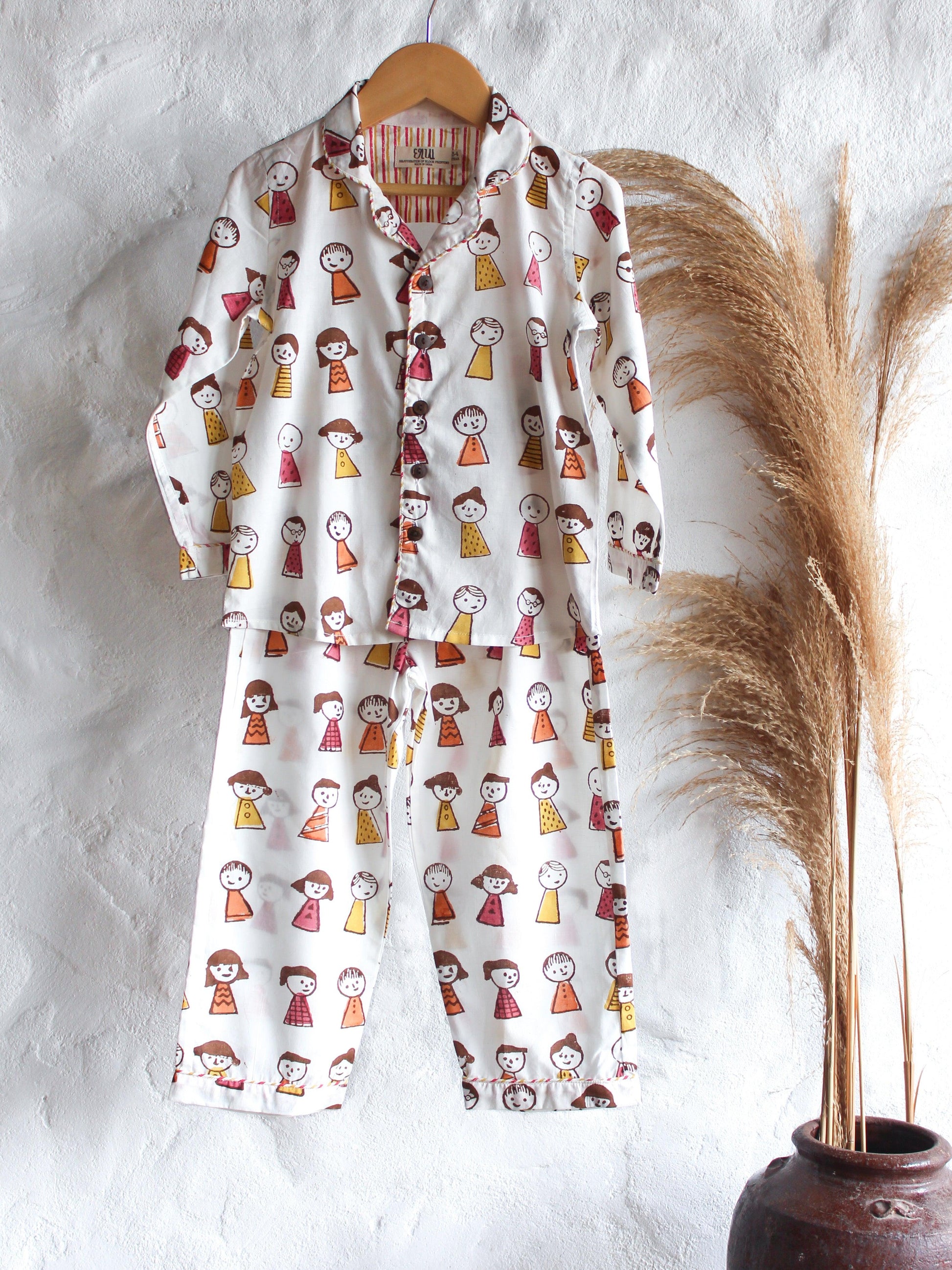 Unisex Kids Pajama -Kids Puppet in White - CHHAPA
