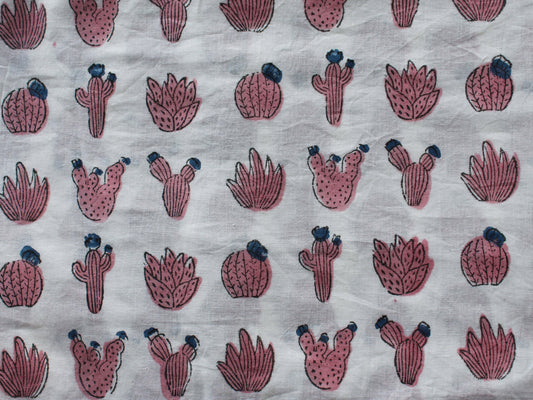 Fabric - Cactus in White - CHHAPA