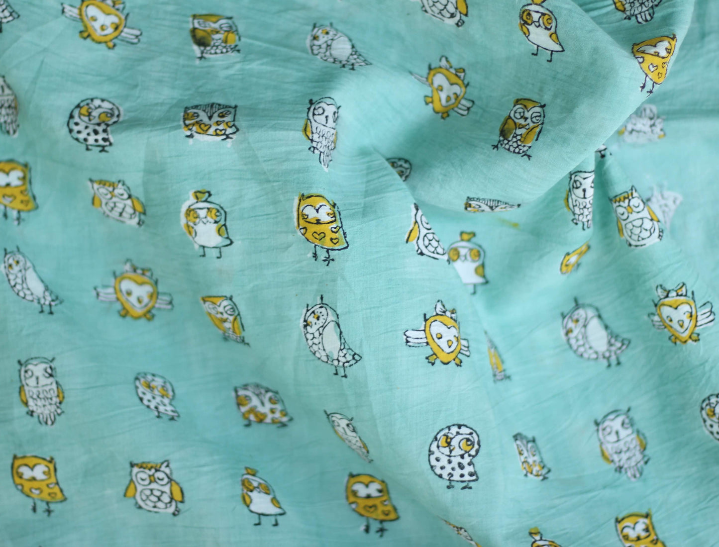 Fabric- Owls in Mint🦉 - CHHAPA