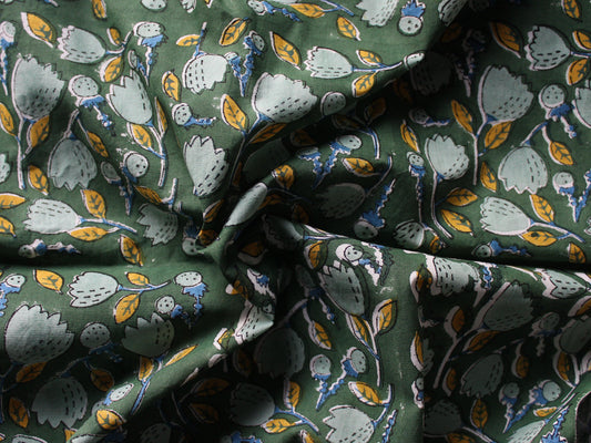 Fabric -Flowers in Green - CHHAPA
