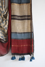 ELEPHANT IN BAGRU BASE - Chanderi Saree