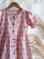 Ruffle Pink Flower Butti Dress