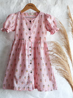 Ruffle Pink Flower Butti Dress