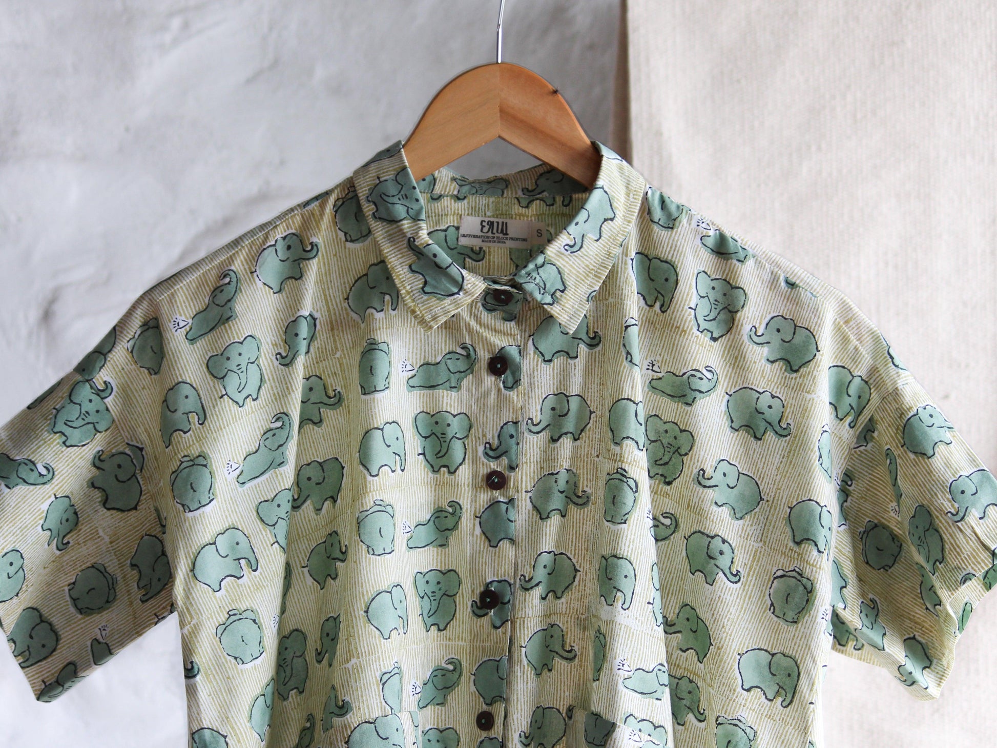 Green Elephant Shirt Top - CHHAPA