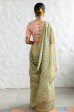 PASTEL BIRDIE IN PISTACHIO GREEN - Chanderi Saree