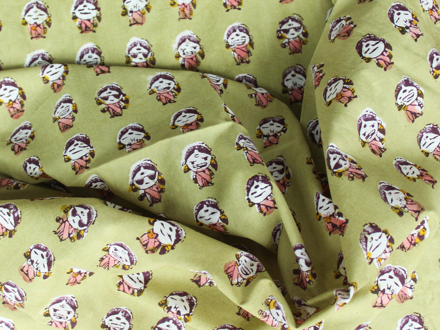 Fabric - Guddiya in Pistachio Green - CHHAPA