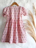 Ruffle Pink Flower Butti Dress