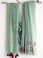 CHANDERI SAREE - Foil Printed Elephant Saree - CHHAPA