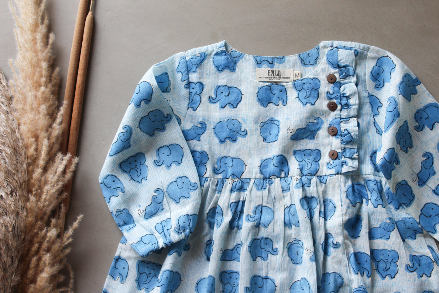 Sky-blue Elephant Dress - CHHAPA