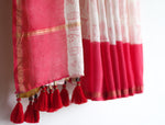 CHANDERI SAREE- Pujo with Red & Yellow - CHHAPA