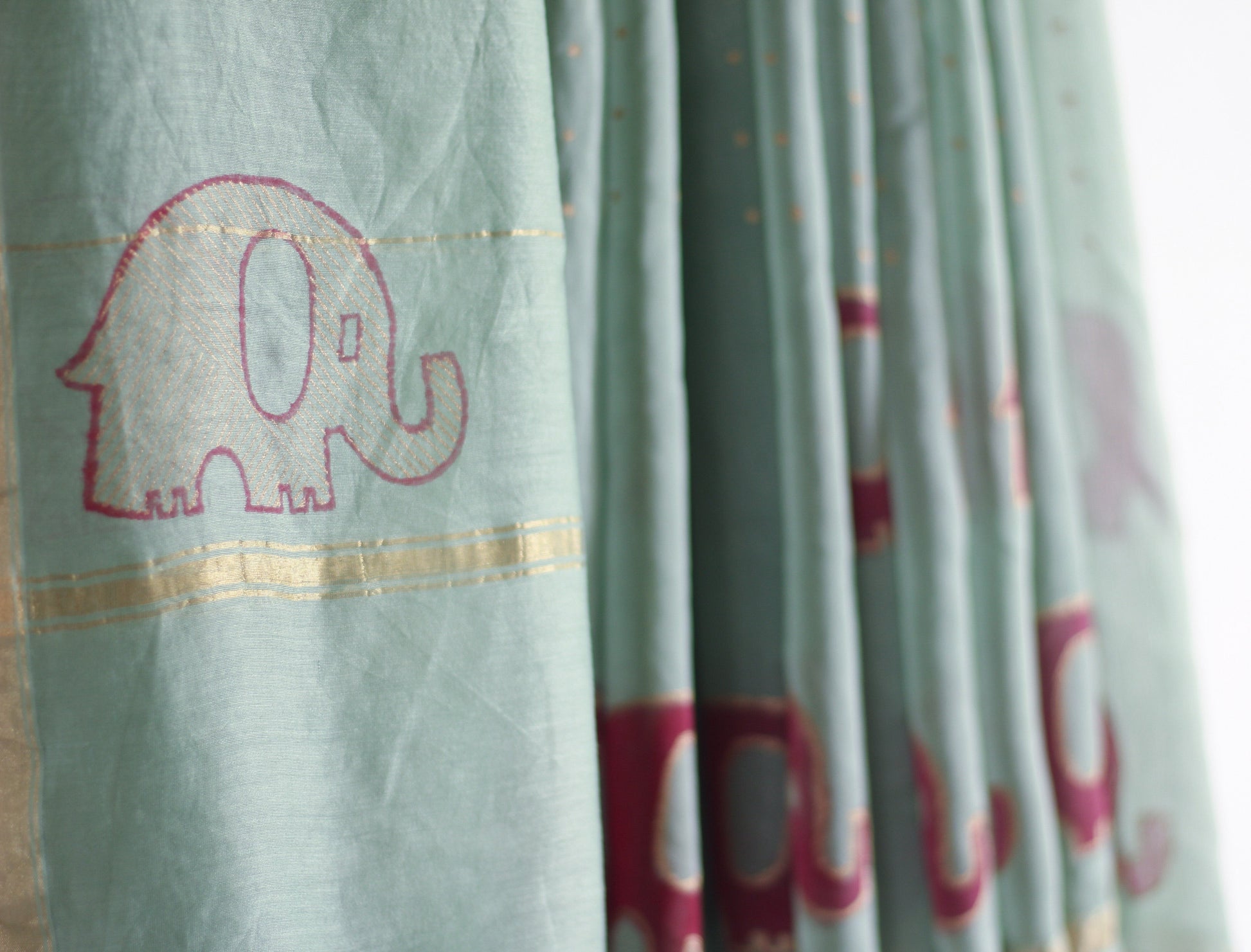 CHANDERI SAREE - Foil Printed Elephant Saree - CHHAPA