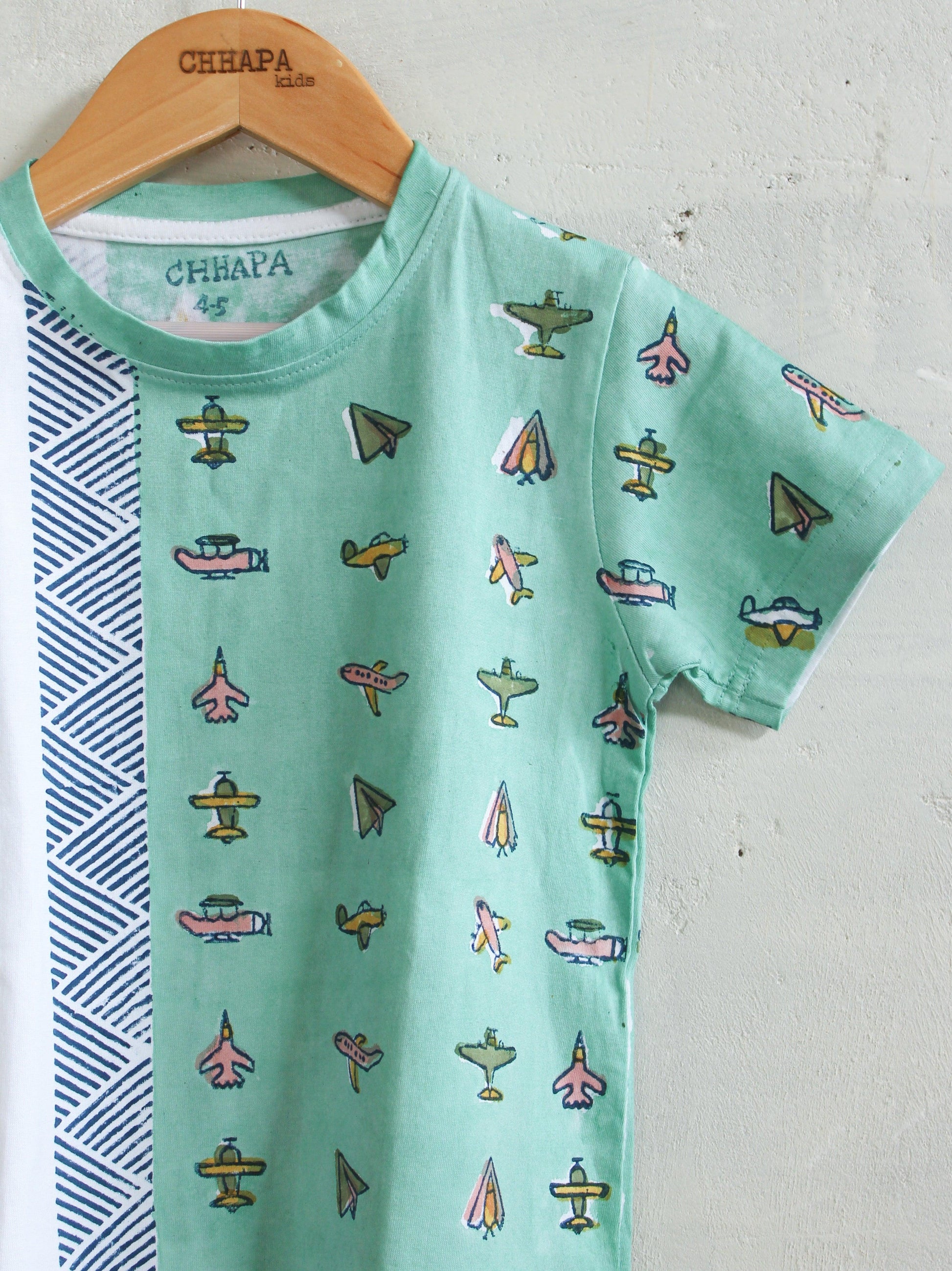 Minty Aeroplanes Unisex Kids T-Shirt - CHHAPA