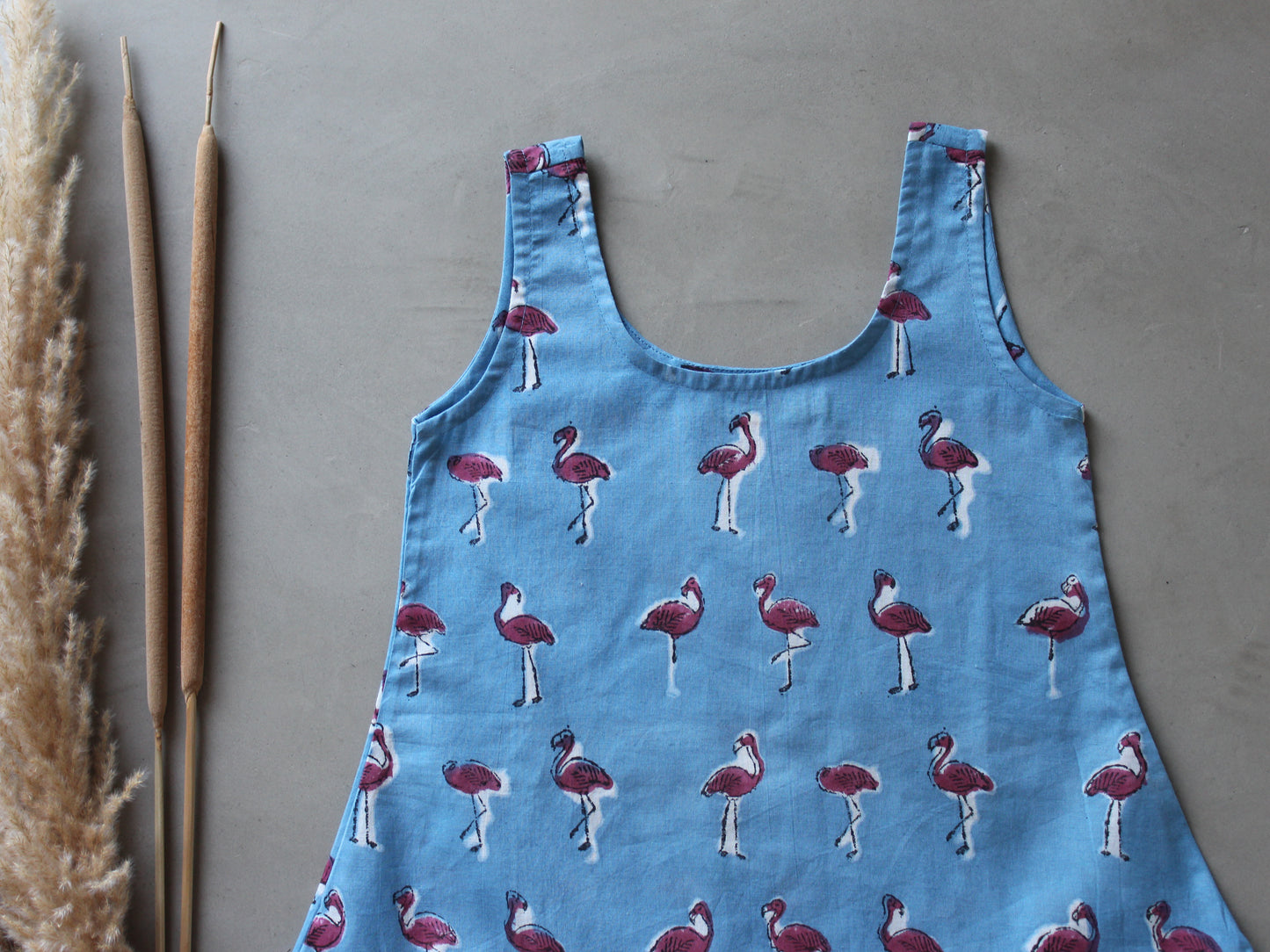Blue Flamingo Frill Dress