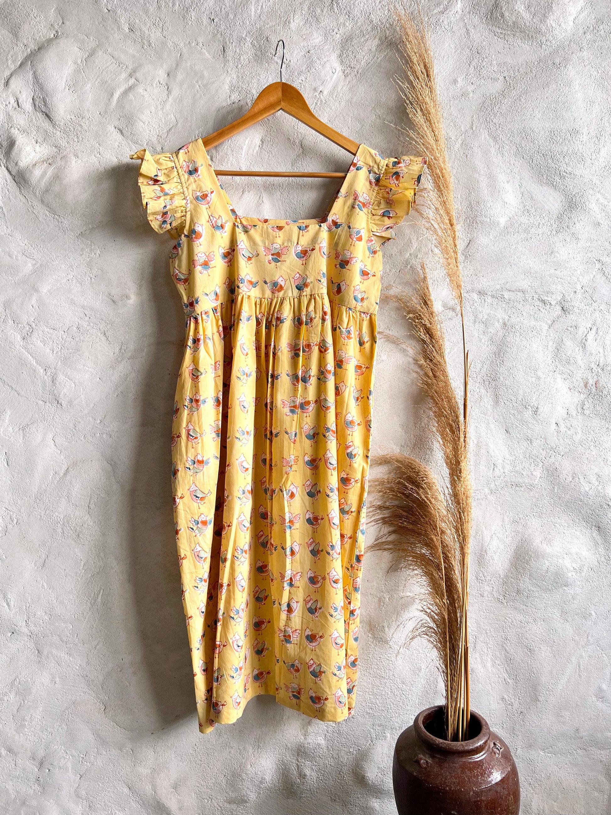 Marigold Birdies Dress - CHHAPA