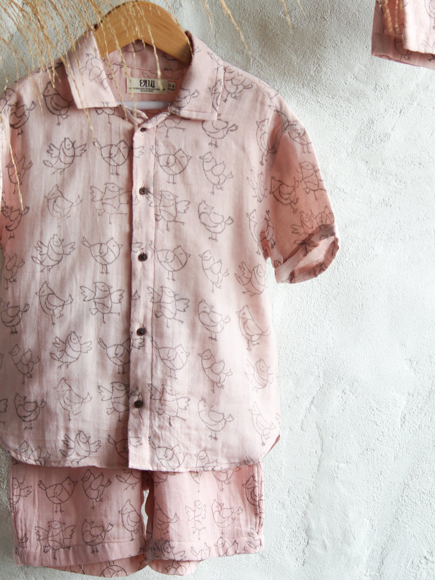 Dusty Rose Muslin Shirt & Short Set