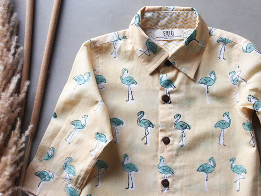 Flamingos In Butterscotch Shirt - CHHAPA