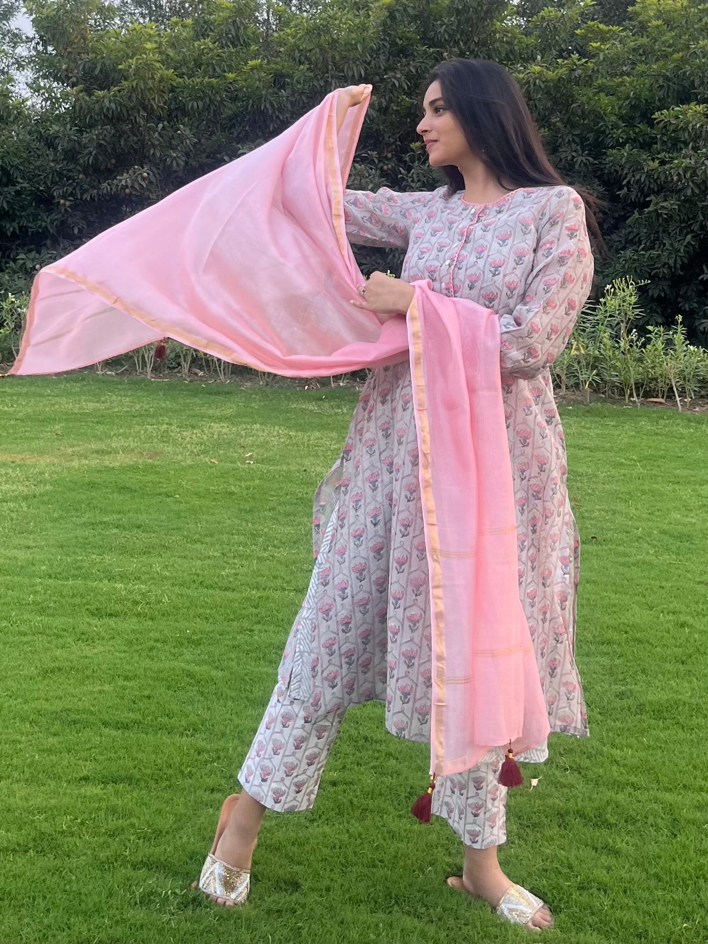ASHMI - Chanderi Kurta, Pant & Dupatta Set