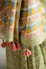 PASTEL BIRDIE IN PISTACHIO GREEN - Chanderi Saree
