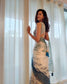 CHANDERI SAREE - Cage with Navy & Teal Blue